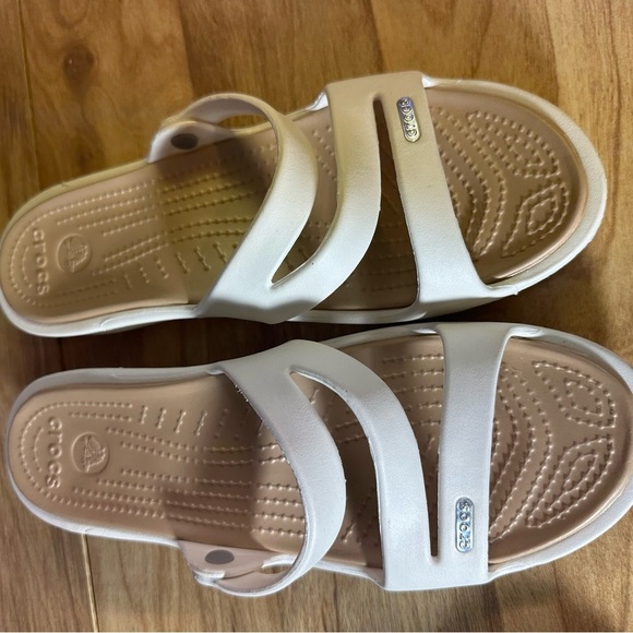 CROCS Cream Slide Sandals - Picture 2 of 9